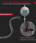 Pro Grade Digital Dial Indicator Gauge Kit With 0 To 1 Inch Range And 0.0005 Inch Resolution, 13.77 Inch Flexible Arm shown