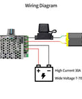 Wiring diagram of DC Motor Speed Controller PWM Regulator 7 To 70V 30A Adjustable Drive For 12V 24V 36V 48V Motors