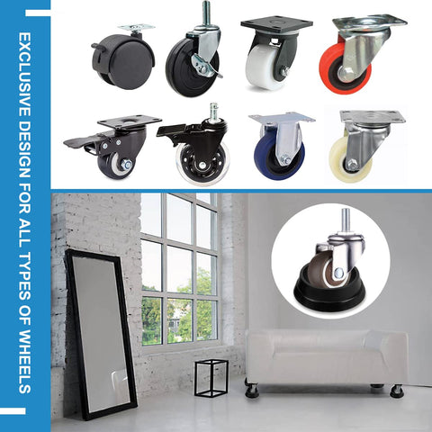 Four Pack Rubber Caster Cups For Furniture Wheels With Non Slip Grip Round Floor Protectors For Cribs Tables Chairs And Other Furniture Heavy Duty Floor Shields That Protect Floors And Keep Castors From Slipping Black