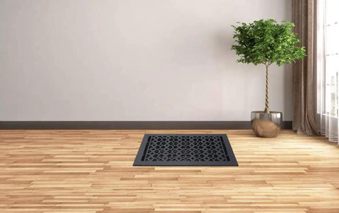 8x14 Inch Cast Aluminum Floor Register With Tudor Mushroom Design HVAC Vent Cover Black Finish Built To Last For Floors Walls And Ceilings