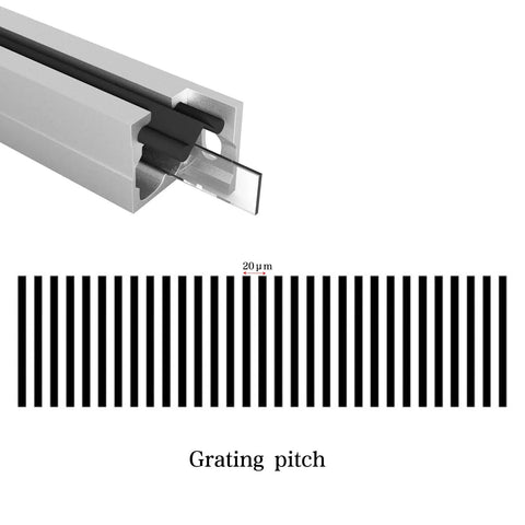 Digital Readout and 520mm Linear Scale with 0.005 mm Accuracy for Milling Lathe Machines, glass scale, grating pitch detail