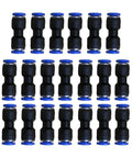 One Quarter Inch Pneumatic Quick Connect Fittings Push To Connect Straight Union Coupler Pack Of Twenty Plastic And Stainless Steel