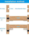 Installation method for Quarter Inch L Shaped Metal Shelf Pins With Rubber Sleeves in cabinets, showing two mounting options.