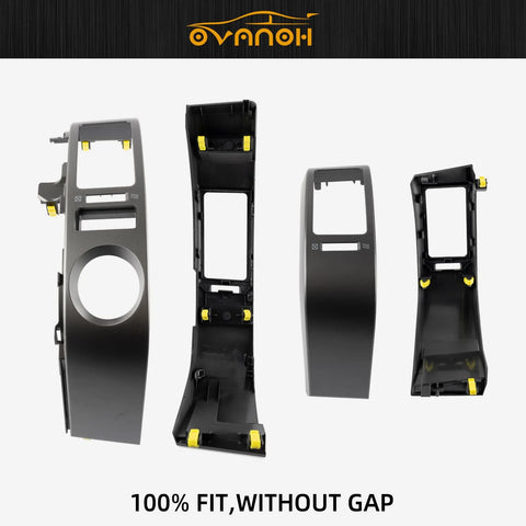 Four-piece center A/C dash vent trim panels for Toyota Prius (2004–2009) gray plastic with yellow mounting clips