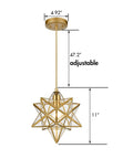 Modern Gold Moravian Star Pendant Light With Clear Glass Shade Adjustable 47.2 Inch Hanging Wire, 11 Inch Diameter Fixture