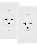 Two-pack 20 Amp Tamper Resistant NEMA 6-20 wall receptacle with white plates, UL listed for 250 VAC with mounting hardware