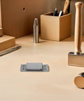 Sleek Hidden Concealed Cabinet Hinges With Adjustable Flush Mount for Secret Doors on workbench, silver finish, by DOITOOL