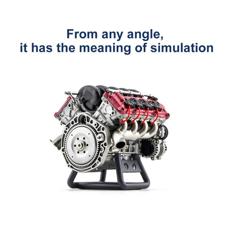 3D Printed Resin V8 Engine Model Kit for RC Car Fans Realistic Dynamic V8 Internal Combustion Engine Replica for AX90104 SCX10 II Capra VS4-10 Pro Ultra DIY Assembly High Detail Hobby Accessory, resin V8 engine on stand