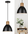 Industrial Hammered Metal Pendant Light Fixture with 10 Inch Adjustable Hanging Lamp and Black Shade for Kitchen Island or Dining Room