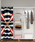 Doorway Privacy Curtain 1 Panel 42x80 Inches Ocean Nautical Navy Blue Geometric Stripes Coastal Vibes Sea Adventure Room Darkening