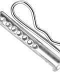 Close-up of a stainless steel clevis pin and clip from the 74-Piece Universal Clevis Pin Set for Mechanics and DIYers, W5359