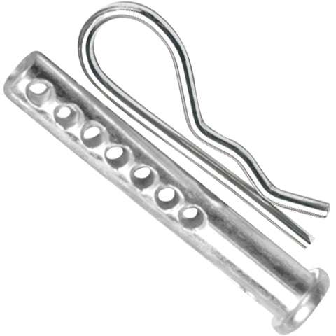 Close-up of a stainless steel clevis pin and clip from the 74-Piece Universal Clevis Pin Set for Mechanics and DIYers, W5359