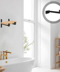 Heavy Duty L Shape Shelf Brackets Stainless Steel Corner Supports with screws in modern bathroom setting