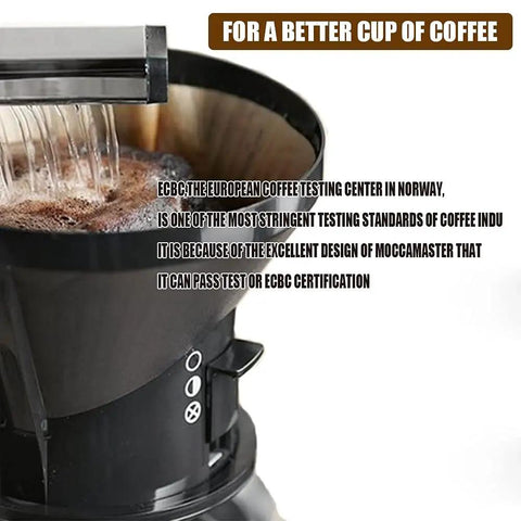 Close-up of Stainless Steel Drip Coffee Maker With Thermal Base Keeps Coffee Hot For Hours Analog Hand Brewed No Fuss Automatic Filter Coffee Machine 1.25L Clear Water Level Display Durable Home Brewer brewing coffee.