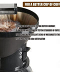 Close-up of Stainless Steel Drip Coffee Maker With Thermal Base Keeps Your Brew Hot For Hours 1.25L Capacity Analog Hand Brewed And Automatic Filter Coffee Machine For Home Or Office Use in action brewing coffee.