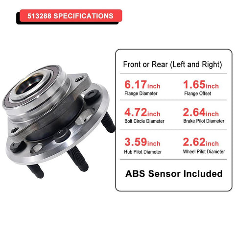 Front Or Rear Wheel Hub Bearing Assembly With ABS 5 Lug Fits Malibu 2013 2015 Impala Equinox Terrain Lacrosse XTS CTS Regal And More
