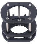 Precision Router Lift Table Mechanism Featuring Four Jaw Milling System Crank Handle with aluminum and steel components.
