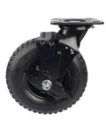Top Tier Eight Inch Pneumatic Rubber Caster Wheel With Side Brake, heavy duty design for carts, featuring a black rubber tire.