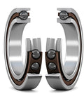 Straight Up Premium Pair Of Ceramic Hybrid Angular Contact Ball Bearings Abec Seven Precision 70 X 110 X 20 Mm, showcasing smooth rolling design.
