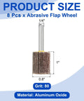 8 Piece 0.8 Inch Flap Wheel Set, 80 Grit Aluminum Oxide Mounted Flap Wheels With 1/4 Shank for Grinding and Polishing