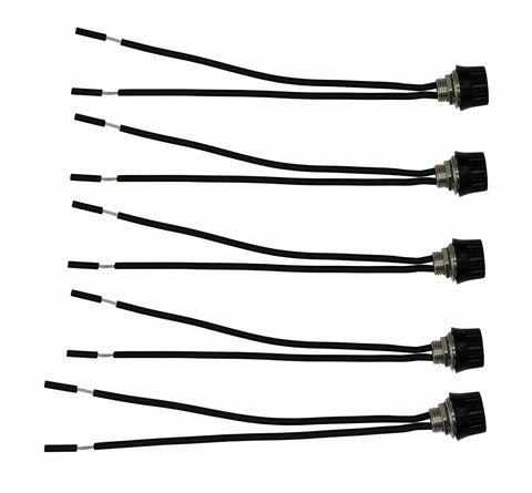Five Pack Rotary Canopy Light Switches On Off For Lamps 3 And 1 Amp At 125 And 250 Volt With Metal Bushing And 6 Inch Wire Leads Stripped Ends Black Finish