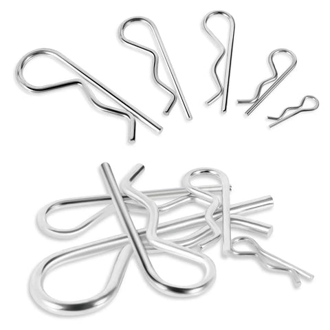 Heavy Duty Cotter Pin Set 50 Pcs Assortment Kit With 5 Sizes R Clips And Spring Fasteners For Trailer Hitch Locking Clamps