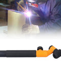 Air Cooled Welding Torch Head With 360 Degree Swivel Neck in use for precise welds, flexible grip shown in workshop setting