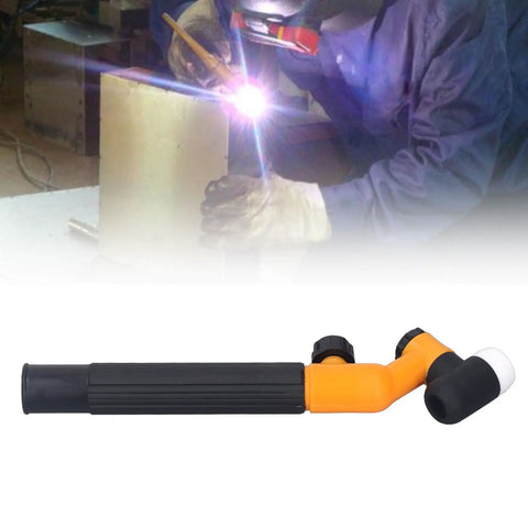 Air Cooled Welding Torch Head With 360 Degree Swivel Neck in use for precise welds, flexible grip shown in workshop setting