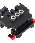 Hit The Mark Every Time Self Centering Doweling Jig With Precise Fine Scale, aluminum alloy woodworking drill guide top view.