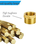 Brass reducer bushing, 3/4 in NPT male to 1/2 in NPT female, heavy-duty pipe air hose fitting