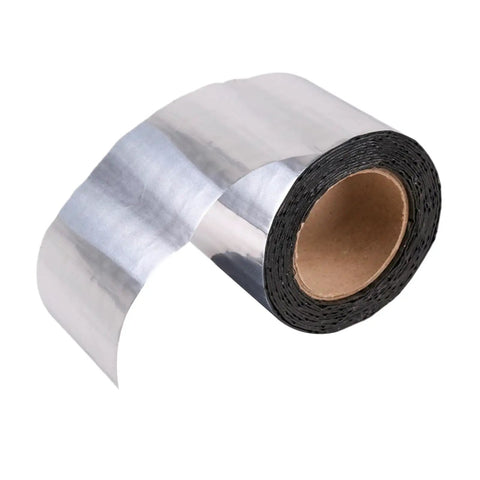 Heavy Duty Asphalt Sealing Tape Self Adhesive Waterproof Patch With Aluminum Foil for roof repairs, showing roll with shiny aluminum surface.