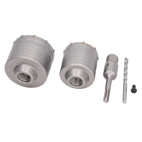 Heavy Duty Semme 5 Pcs Concrete Hole Saw Set With Yg8 Alloy Drill Bits For Masonry Stones Bricks Wall Cutting Featuring Laser Welded Carbide Tips And Super Durable Power That Keeps It Real Smooth Any Job, two hole saws and drill bits