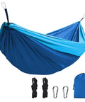 Heavy Duty Camping Hammock With 660Lb Capacity And Tree Straps Portable Outdoor Hammock Tent for Camping Hiking Beach Backyard shown with carabiners ropes storage bag