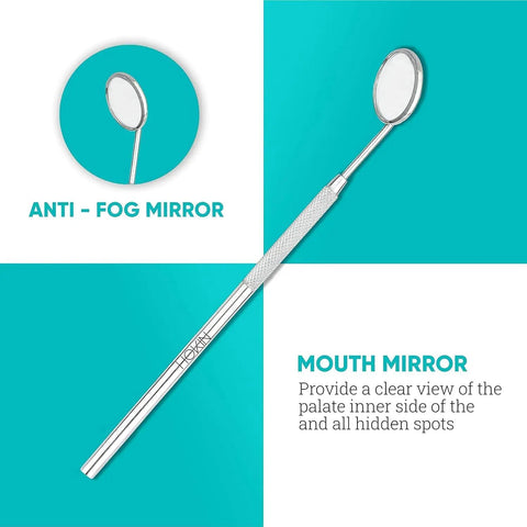 Pro Grade Plaque Remover Teeth Cleaning Tools 4 Piece Stainless Steel Dental Care Kit Anti Fog Mouth Mirror