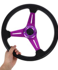 Detachable Racing Steering Wheel For Golf Cart ATV Kart Beach Buggy Purple Aluminum Alloy Quick DIY Install Multivehicle Compatibility