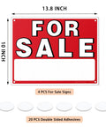 Four Pack 14 By 10 For Sale Sign For Cars Double Sided Vehicle Signs With No Glue Residue On Windows Reusable Large Car For Sale Sign For Business Includes 20 Adhesive Pads And Easy Visibility displayed with measurements and adhesive pads