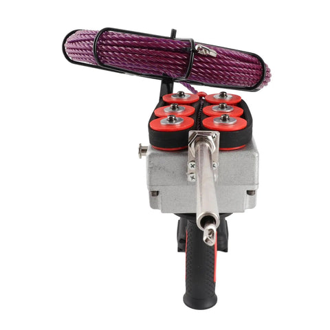 Heavy Duty Electric Pipe Threader Fueled By Peppy Brushless Motor And Sure Grip Handheld Shell shows front view with 50ft TEP cable.