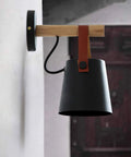 Plug In Wall Sconce Set Of Two For Bedroom Lighting With On Off Switch Black Wall Lamps With Wooden Arm Bedside Vanity Lights