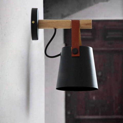 Plug In Wall Sconce Set Of Two For Bedroom Lighting With On Off Switch Black Wall Lamps With Wooden Arm Bedside Vanity Lights
