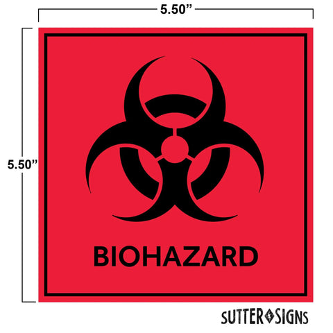 Heavy Duty Biohazard Stickers And Warning Decals Built Tough For Labs And Hospitals Includes Straight Up Essential Durable Vinyl Labels In A Solid Pack Of Ten For Zero Hassle Safety 5.5 inch red biohazard label.