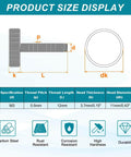 Technical diagram and specifications for Knurled Thumb Screw Set 20 Pieces M3 X 12mm Black Steel Flat Head