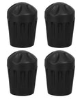 Four Pack Black TPR Rubber Feet For Camping Chairs And Folding Seats, Anti Sink Ground Protection With Textured Bottom