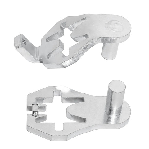 Close-up of Four Piece T-Post Gate Hinge Pins Set, Heavy Duty Powder Coated Steel for farm and garden gates, rust resistant, durable.