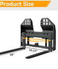 45 Inch Skid Steer Pallet Fork Frame With 48 Inch Fork Blades, 4000 Lb Capacity, showing adjustable blade spacing.
