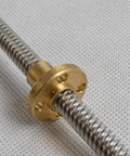 Close-up of 8mm Lead Screw For 3D Printer Z Axis 600mm Length 4 Start 8mm Lead 2mm Pitch Brass Flange Included High Precision