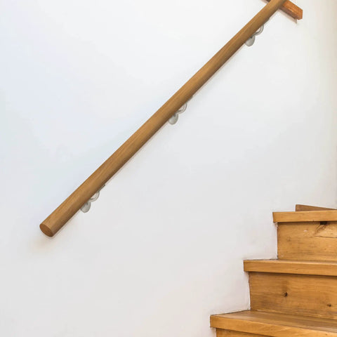 Wooden stair rail with Jumbo Handrail Brackets Satin Nickel 5 Pack Built To Last With Wall Mount 3 Inch Extension