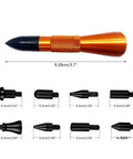 9 Piece Auto Dent Repair Pen Kit With Multi Head Leveling Pens For Car Sheet Metal Dents Removal Lightweight Aluminum Handle High Strength Fatigue Resistant Easy Auto Body Repair Tool Set DIY Friendly, 9.39cm pen and 8 heads