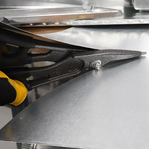 12 Inch Aluminum Snip With Comfort Grip Built For Straight Cuts And Gentle Curves Pro Grade Quality, Pressure Fit Blades, Big Handle Loops For Easy Grip, Sleek Head For Smooth Maneuverability, Optional Snip Holster For Quick Access