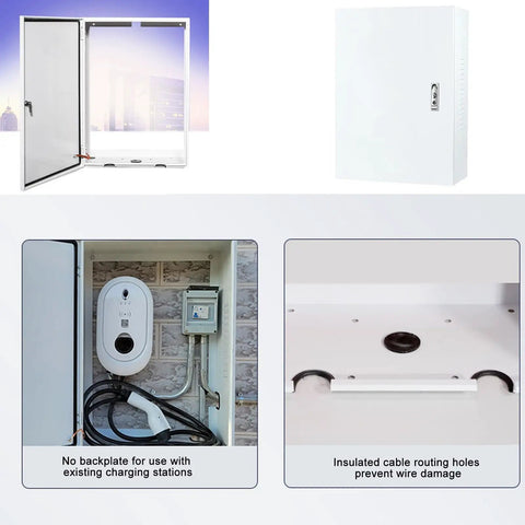 Heavy Duty EV Charger Enclosure Box Featuring Tough As Nails Cold Rolled Steel Design with insulated cable routing holes