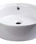 16-Inch Round Ceramic Above Mount Bathroom Basin Sleek Modern Sink With Chrome Overflow And Rear Center Drain for Modern Bathrooms